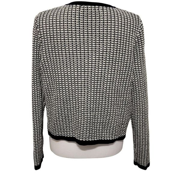 Boden Womens Navy/White Cotton Cranbrook Cardigan Welt Pockets Open Front SZ 8 - Picture 6 of 10